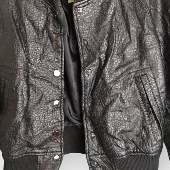 Fillmore Womens Jacket Sz Small Faux Black Leather Moto Zip Front Gorpcore Grung - Picture 5 of 15